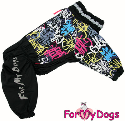 ForMyDogs Дождевик для крупных собак Граффити черный для мальчика (фото)