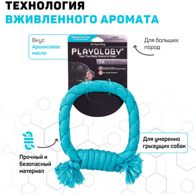 Playology Хрустящее жевательное кольцо-канат DRI-TECH RING с ароматом арахиса (фото)