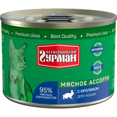 Четвероногий Гурман Мясное ассорти с Кроликом для кошек