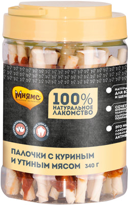Мнямс Лакомство для собак палочки с куриным и утиным мясом (фото)