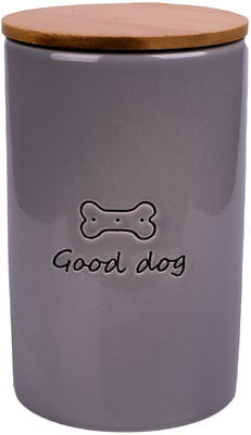 Mr.Kranch Бокс керамический для хранения корма для собак GOOD DOG серый (фото)