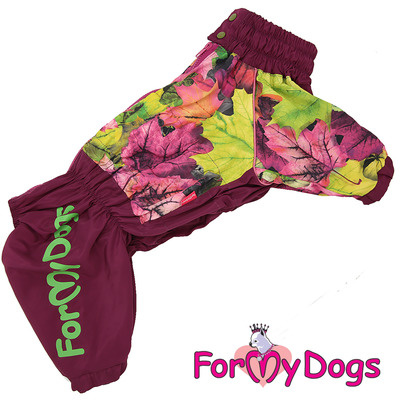 ForMyDogs Дождевик для крупных собак Листья бордовый для девочек (фото)