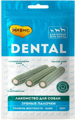Мнямс DENTAL лакомство для собак Зубные палочки с хлорофиллом (фото)