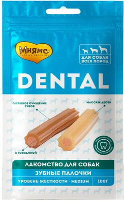 Мнямс DENTAL лакомство для собак Зубные палочки с говядиной (фото)