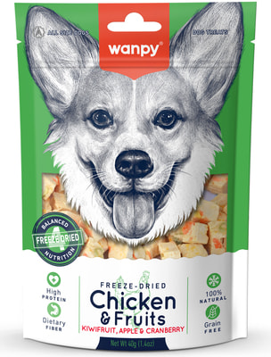 Wanpy Dog Сублимированное лакомство для собак Курица и фрукты (фото)
