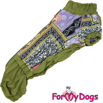 ForMyDogs Дождевик для такс Пэчворк зеленый на девочек (фото)