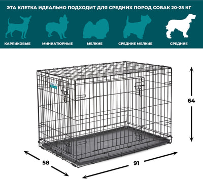 MidWest Клетка iCrate Double Door 36" двухдверная для щенков и средних собак, черная (фото)