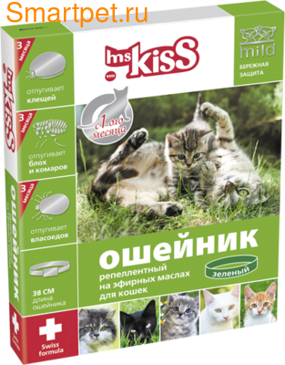Ms.Kiss Ошейник для кошек репеллентный от блох и клещей