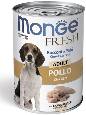 Monge Dog Fresh Chunks in Loaf консервы для собак мясной рулет с курицей (фото)