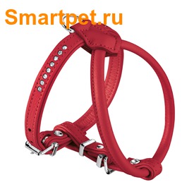 Hunter Шлейка для собак Round&Soft кожа стразы красная Hunter Шлейка для собак Round&Soft кожа стразы красная