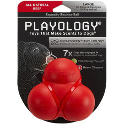 Playology Хрустящий жевательный тройной мяч SQUEAKY BOUNCE BALL с пищалкой и с ароматом говядины
