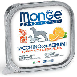 Monge Dog Monoprotein Fruits консервы для собак паштет из индейки с цитрусовыми