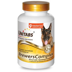 Unitabs BreversComplex с Q10 Витамины для собак крупных пород с пивными дрожжами