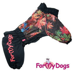 ForMyDogs Êîìáèíåçîí äëÿ áîëüøèõ ñîáàê íà ôëèñå Ëèñòüÿ ÷åðíûé, ìàëü÷èê
