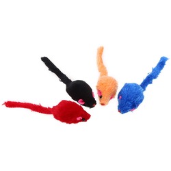 Антицарапки Мышь-погремушка для кошек однотонная меховая