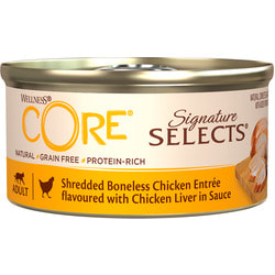CORE SIGNATURE SELECTS консервы из курицы с куриной печенью в виде фарша в соусе для кошек