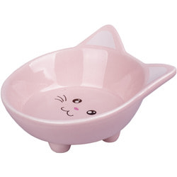 КерамикАрт Миска керамическая для кошек Мордочка кошки на ножках розовая