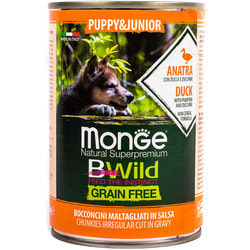 Monge Dog BWild GRAIN FREE Puppy+Junior беззерновые консервы из утки с тыквой и кабачками для щенков всех пород
