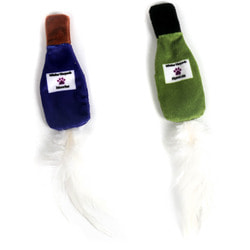 Petpark Игрушка для кошек 2 бутылочки с перьями разноцветные, хрустящие