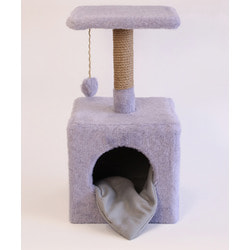 Smartpet Домик - когтеточка для кошек квадратный полкой серый