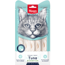 Wanpy Лакомство для кошек «нежное пюре» из тунца и трески
