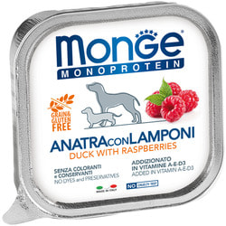 Консервы Monge Dog Monoprotein Fruits для собак паштет из утки с малиной