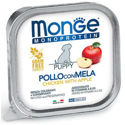 Консервы Monge Dog Monoprotein Fruits для щенков паштет из курицы с яблоком