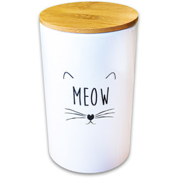 КерамикАрт Бокс керамический для хранения корма для кошек MEOW белый