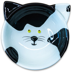 КерамикАрт Миска керамическая для кошек Мордочка кошки черно - белая
