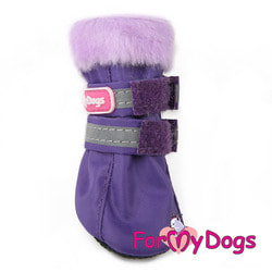 ForMyDogs Сапоги для собак на меху Фиолетовые, подошва ПВХ