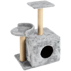 Smartpet Домик для кошек с когтеточками и полочкой-лежанкой серого цвета