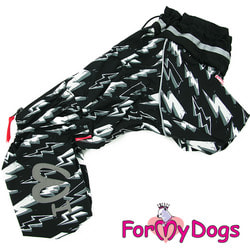 ForMyDogs Дождевик для собак Молния черный, модель для мальчиков