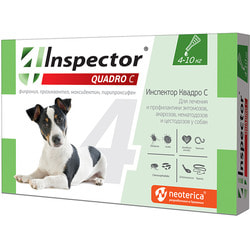 Inspector Квадро С Капли для собак 4-10кг от внешних и внутренних паразитов