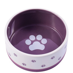 Mr.Kranch Миска керамическая нескользящая для собак белая с фиолетовым