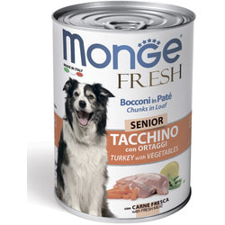 Monge Dog Fresh Chunks in Loaf консервы для пожилых собак мясной рулет с индейкой и овощами